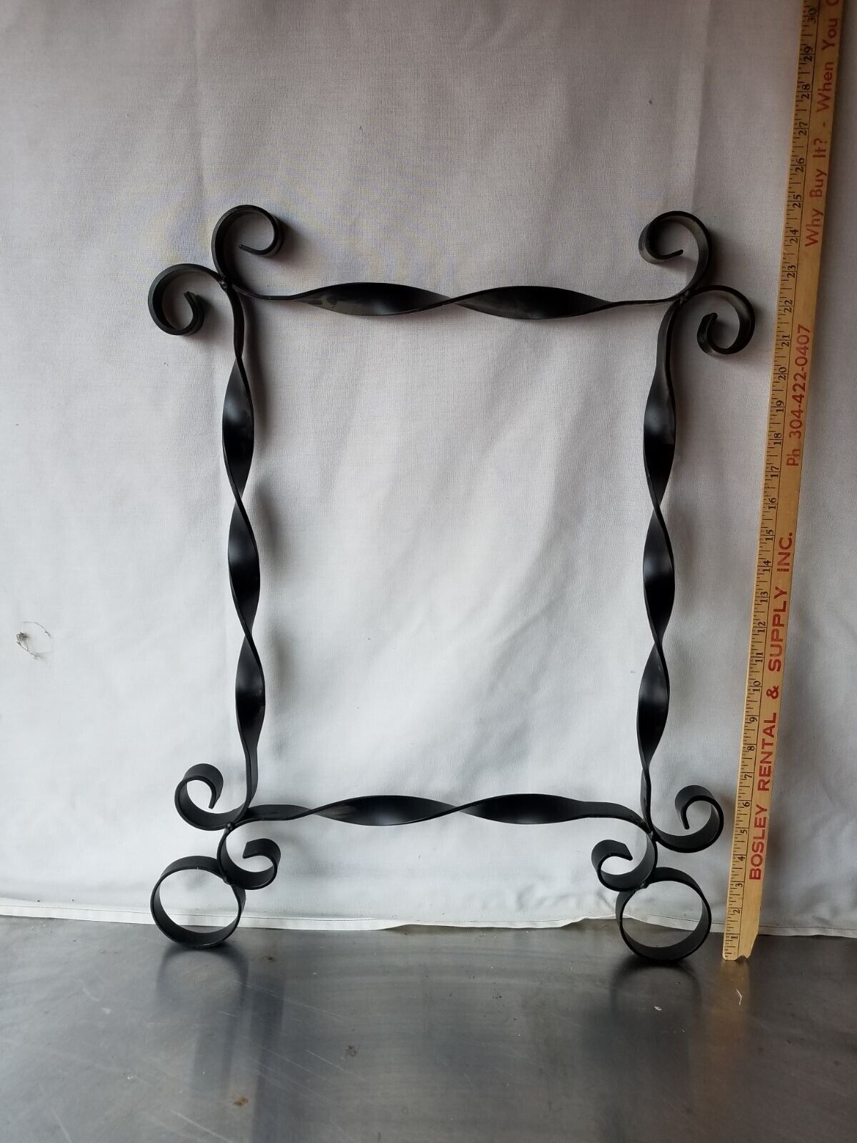Vintage Wrought Iron Primitive Sign Holder Hanger Frame 
