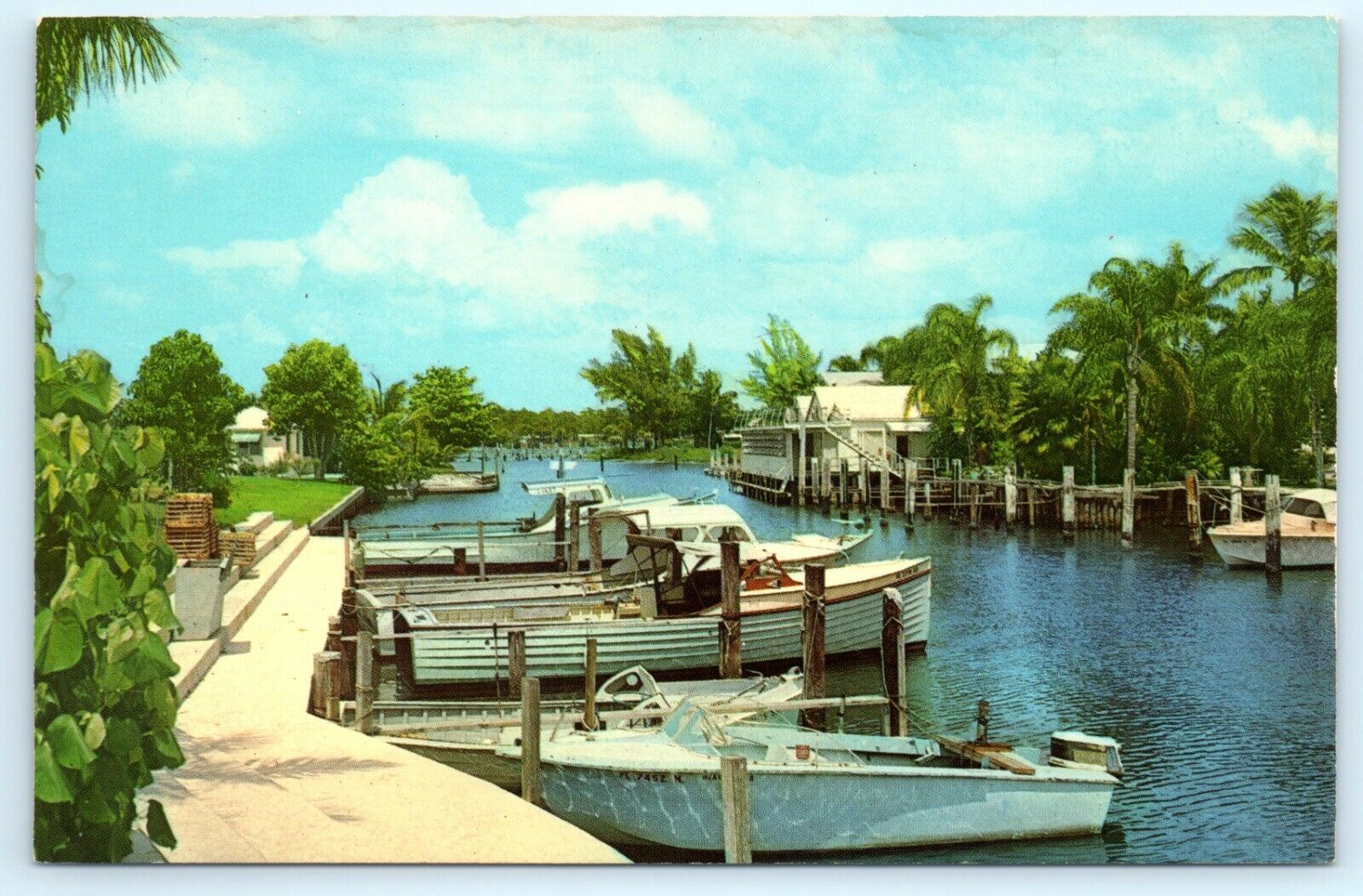 POSTCARD Port Salerno Florida One of the Fishingest Placest on Earth Boats Dock