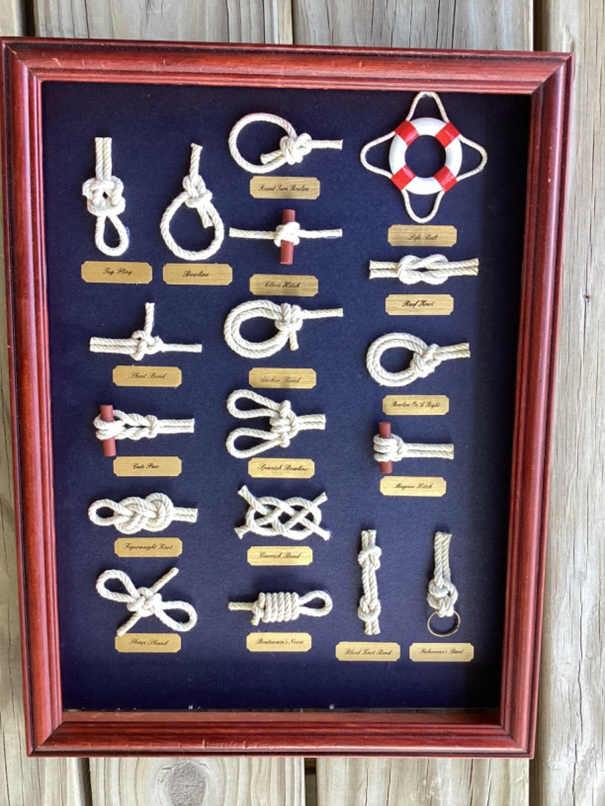 Vintage Sailor's Nautical Knots Shadow Box Framed, approximately 16”x12”