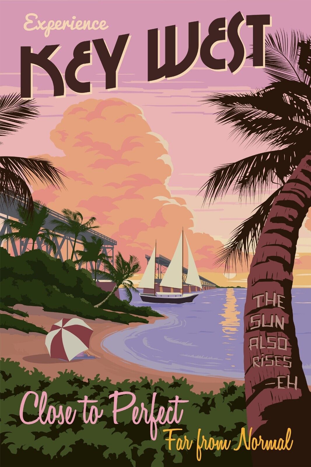 Key West Fl Vintage Postcards 1930s Retro Original Travel Poster Art Set Of 6