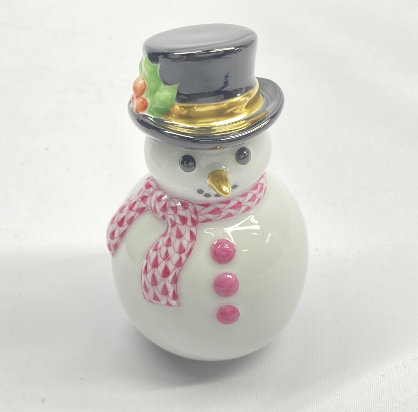 Herend Fancy Collection Snowman (Pink Muffler) figurine