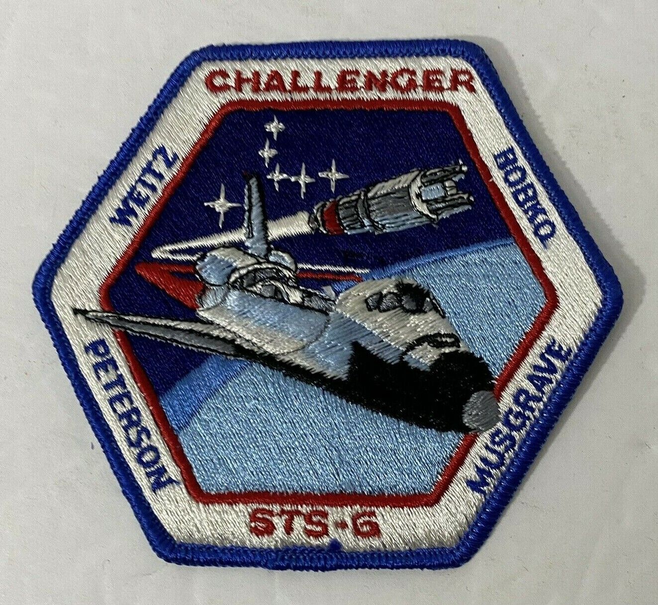 STS-6 SPACE SHUTTLE CHALLENGER CREW MISSION PATCH w/ WEITZ MUSGRAVE BOBKO PETERS
