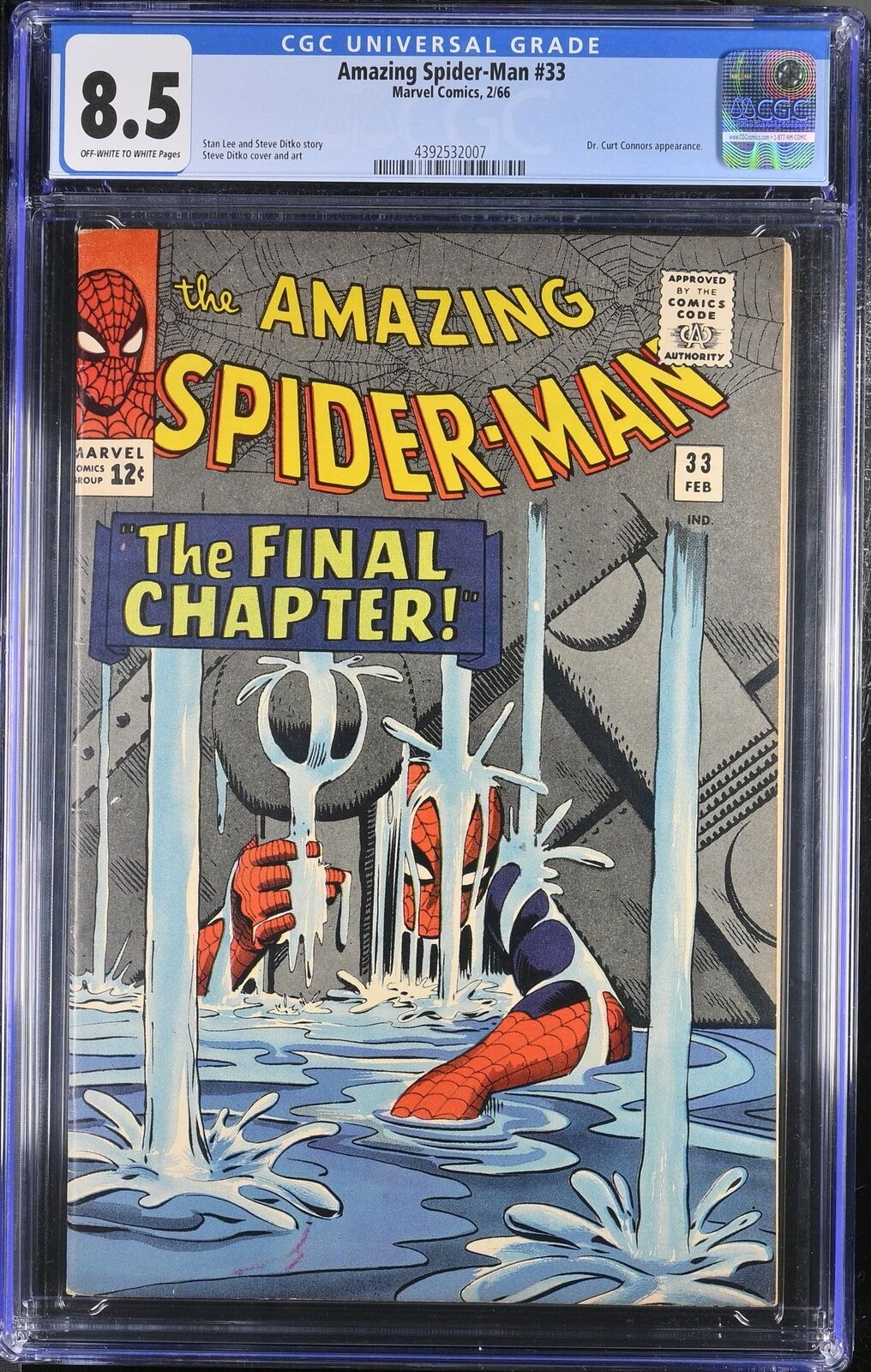 Amazing Spider-Man #33 CGC VF+ 8.5 Classic Cover Stan Lee Ditko Marvel 1966