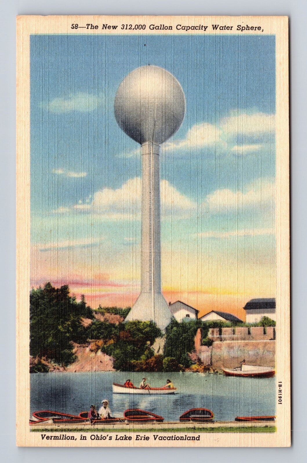 Vermilion OH-Ohio, New 312,000 Gallon Capacity Water Sphere, Vintage Postcard