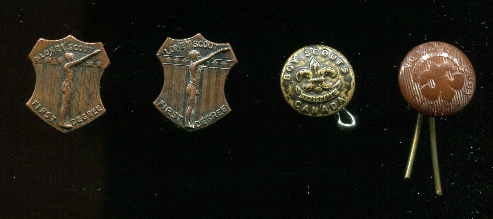 BOY SCOUT Badges / Pins LOT of 4. Lone Scout 1st Degree x2...1920s-30s  (box01s)