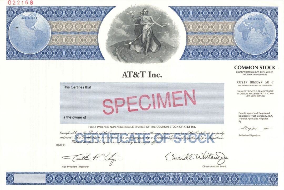 AT&T, Inc. - 2005 dated Specimen Stock Certificate - American Telephone and Tele
