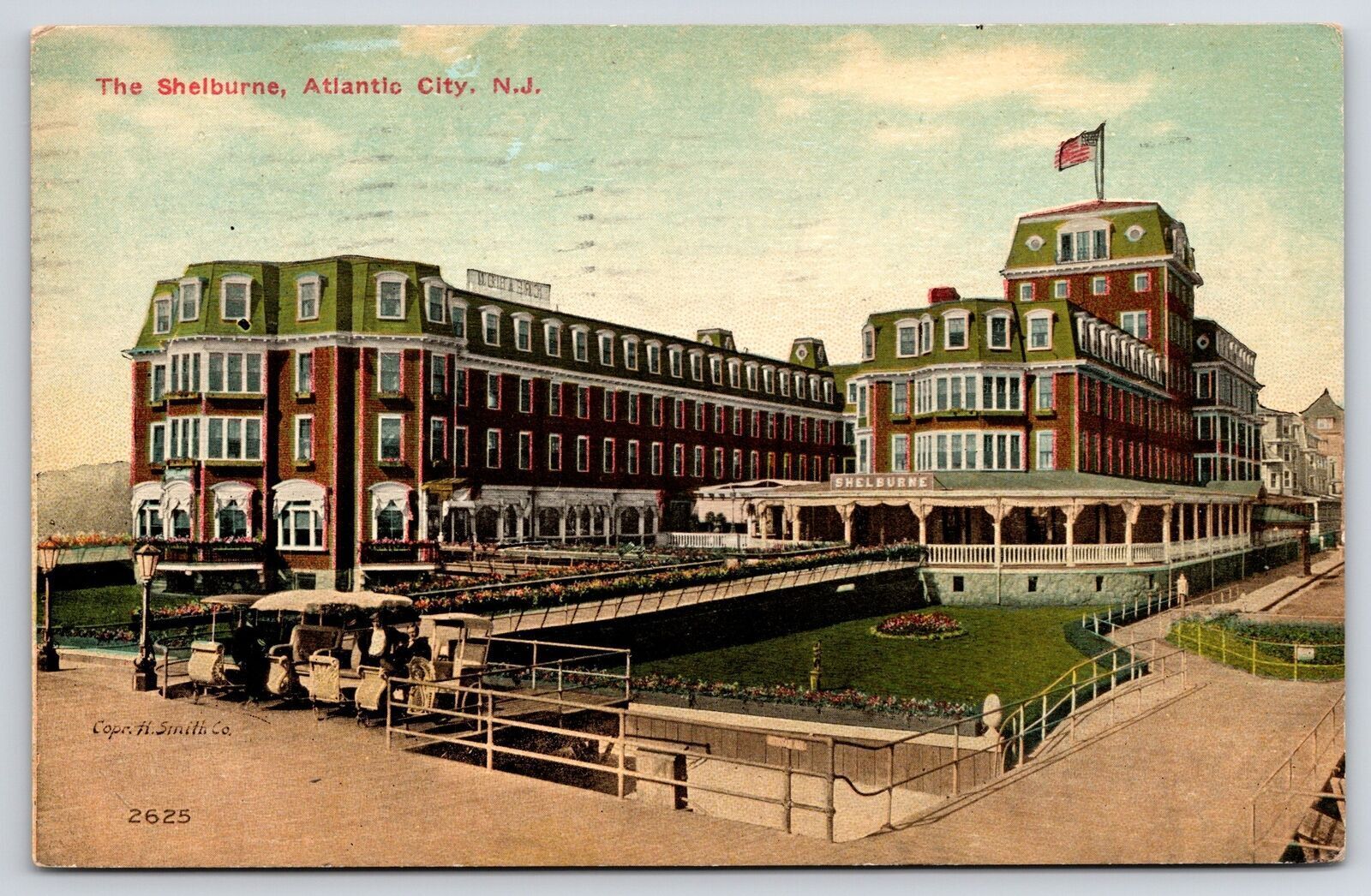 1911 The Shelburne Atlantic City New Jersey Grounds & Boardwalk Posted Postcard