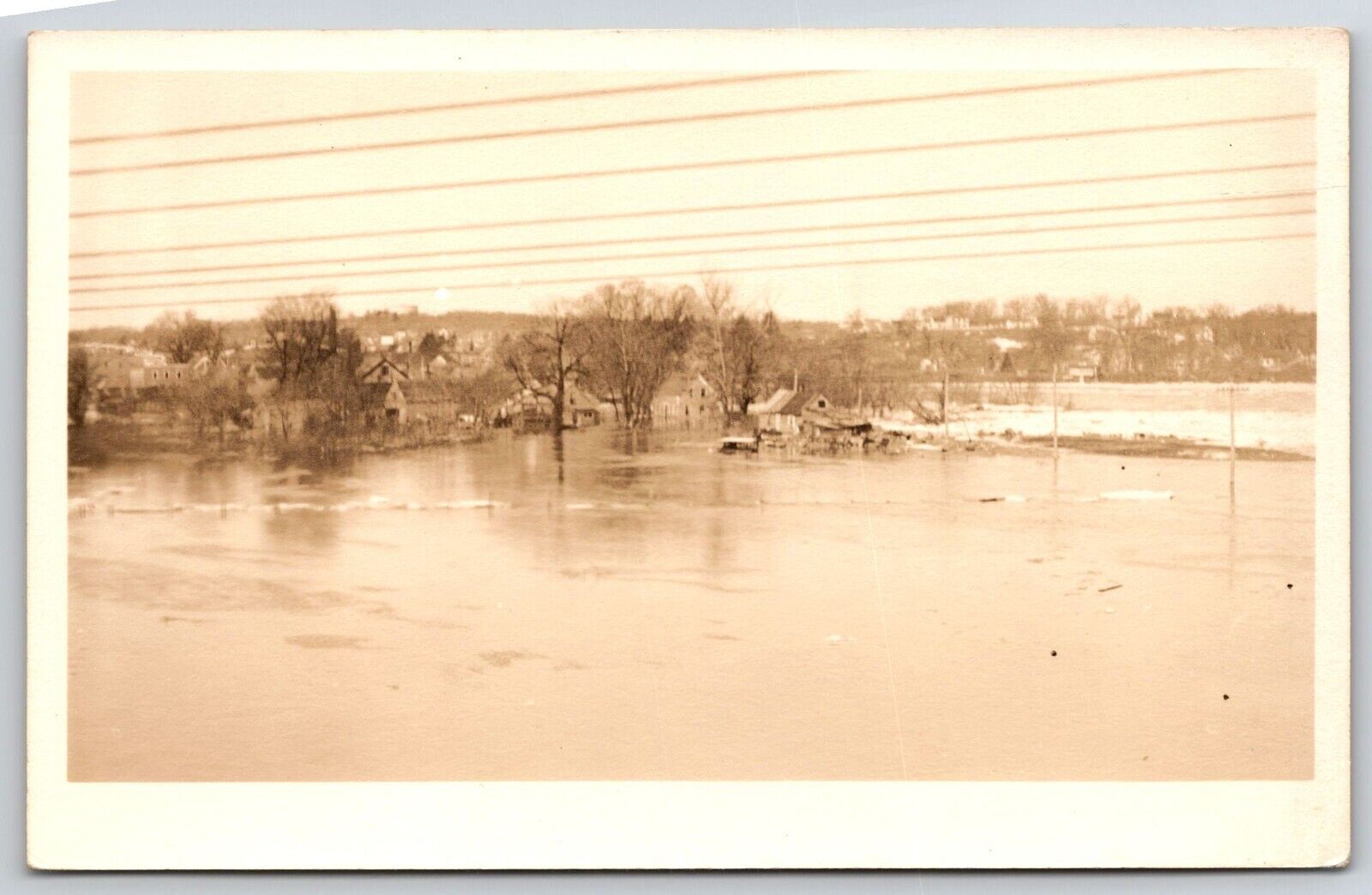 Postcard Brunswick Maine ME 1936 Flood RPPC Homes Disaster Photo Vintage