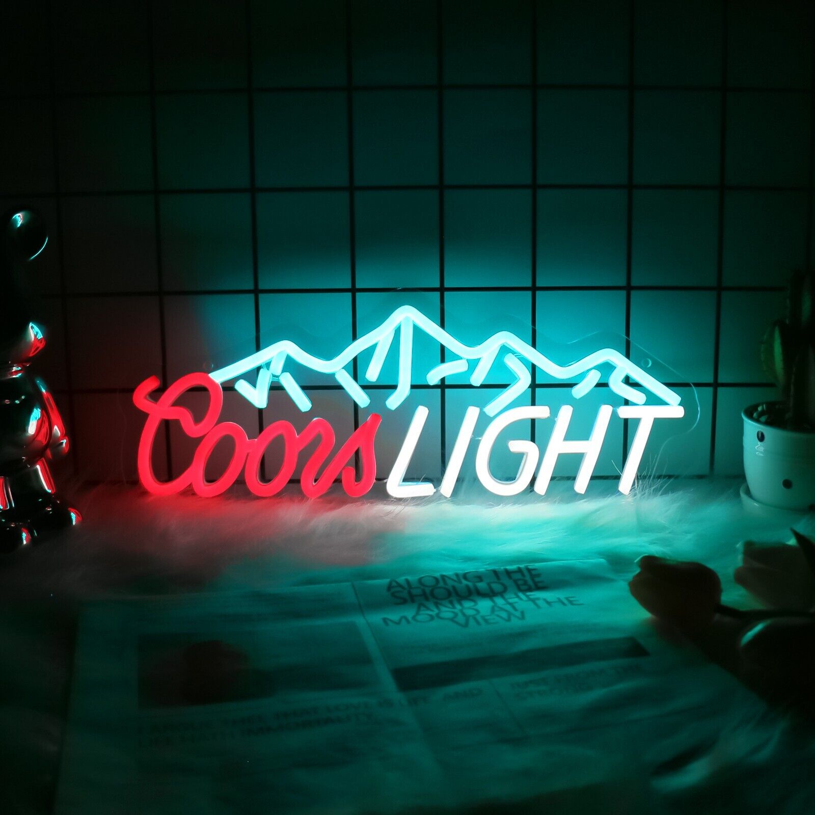 Coors Light Neon Sign, Dimmable Bar Decor for Home, Man Cave, Club, Party
