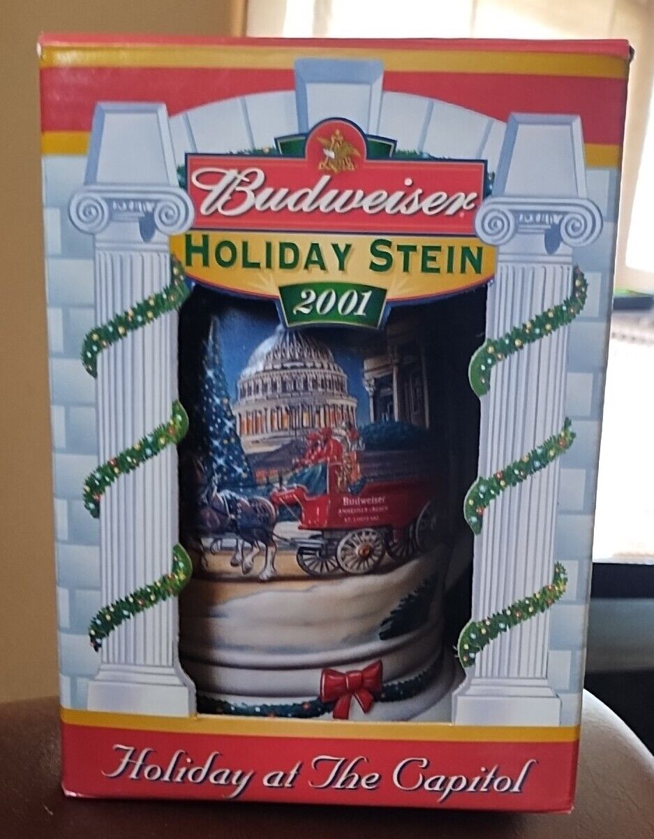 2001 Anheuser-Busch Budweiser Holiday  Stein w/ Box \