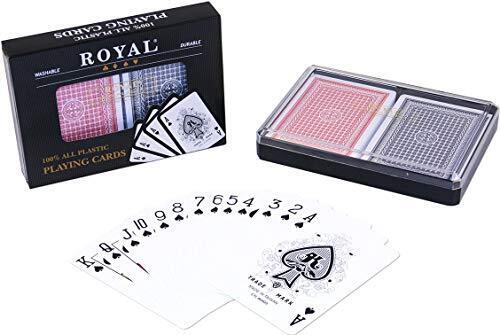 Royal Playing cards 2-Decks Poker Size Royal 100% Plastic Playing Cards Set in