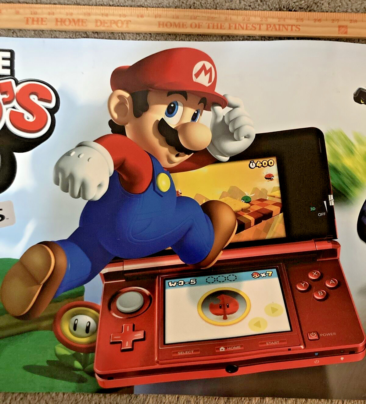 Nintendo 3DS Ad Sign Banner Super Mario 3D Land Kart 8 Game Retro Hard Plastic