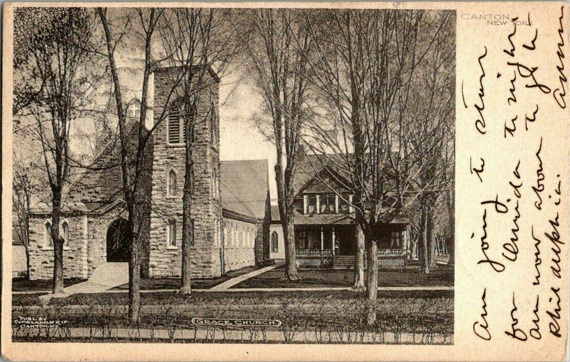 1906. CANTON, NY. GRACE CHURCH. POSTCARD DD4