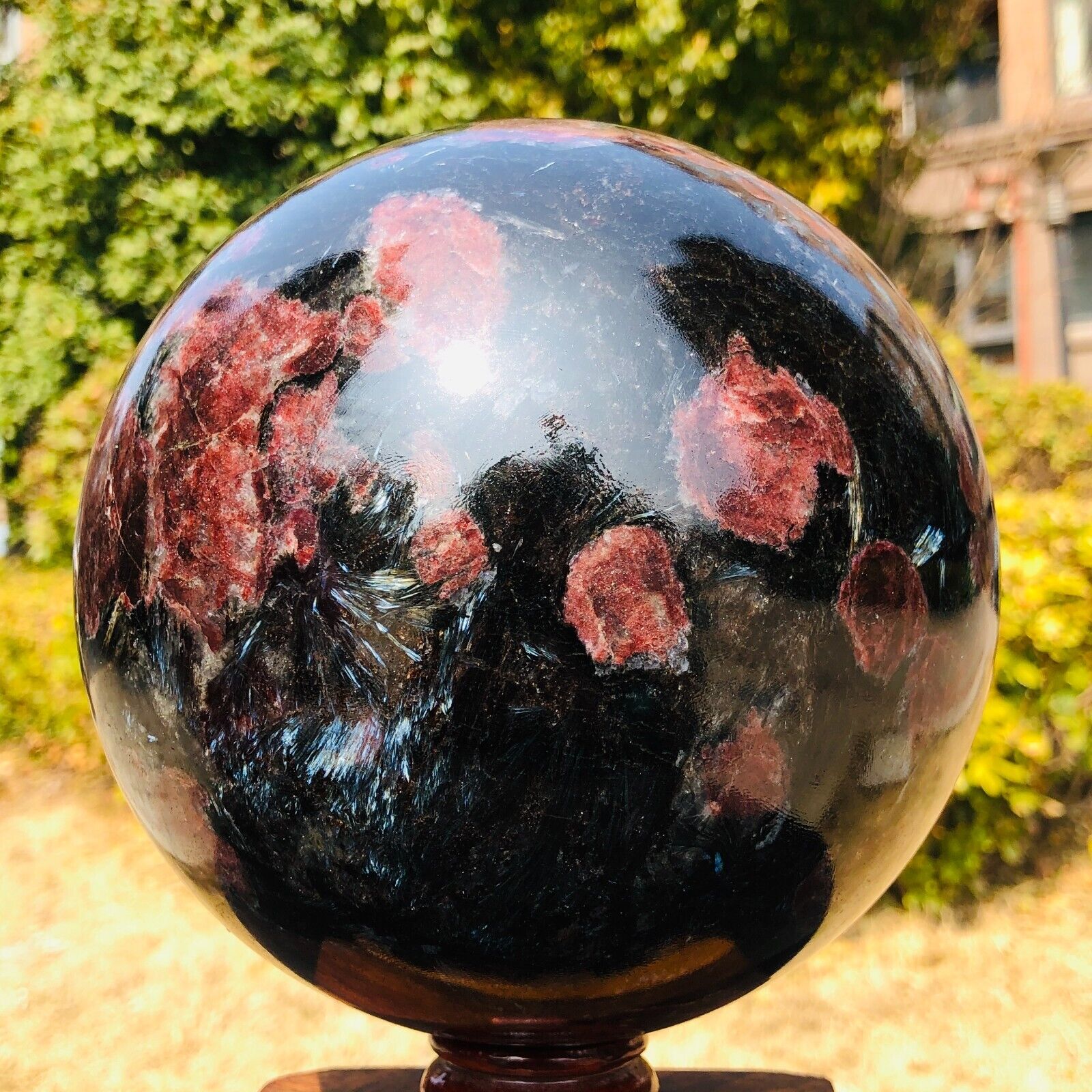 15.35LB Large Natural Garnet Sphere Crystal Firework Stone Ball Reiki Healing