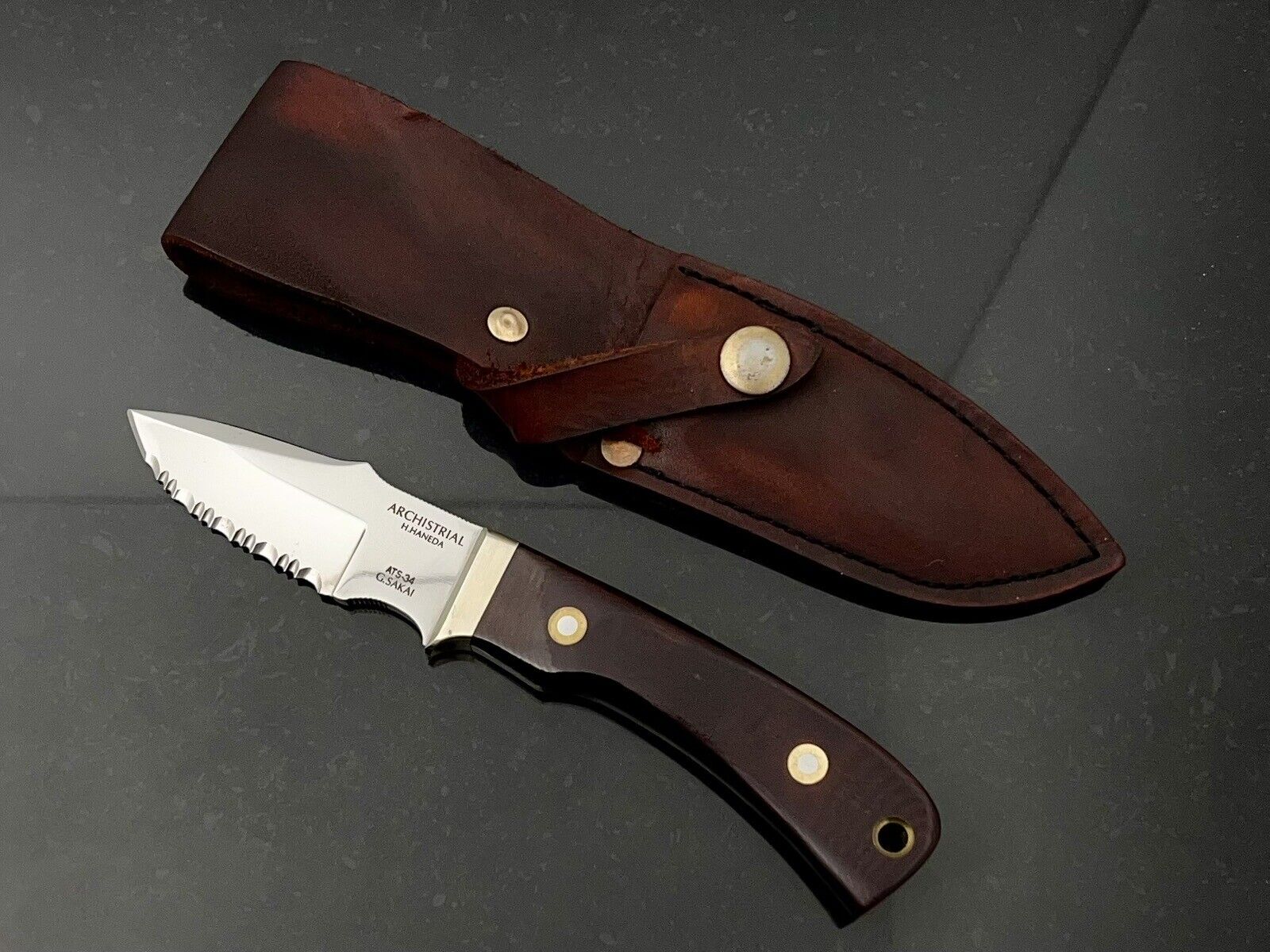 VTG G. Sakai Archistrial Fixed Blade Knife ATS-34 Steel Blade Micarta Handle