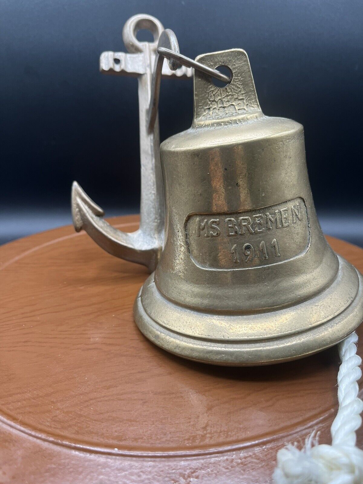 Vintage MS Bremen 1911 Brass Bell With Anchor Hanger