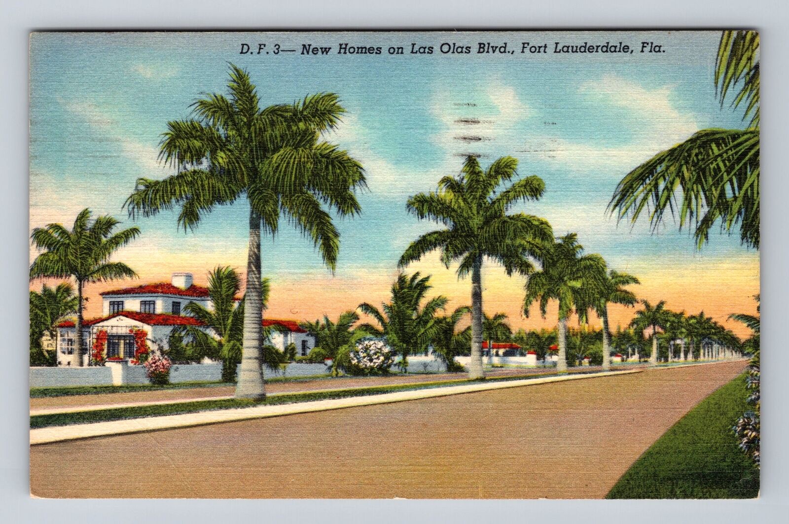 Fort Lauderdale FL-Florida, New Homes on Las Olas Blvd, Vintage c1947 Postcard