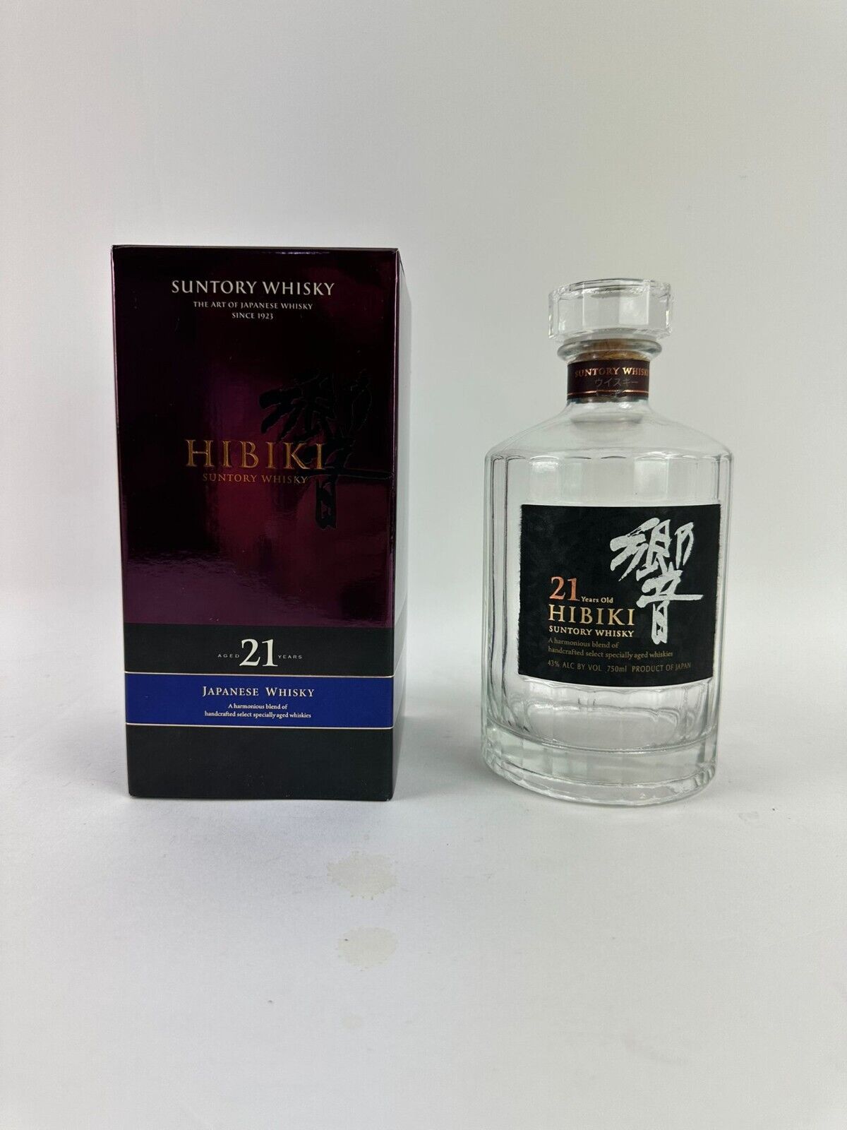 Suntory Hibiki 21 Years 750ml Empty Japanese Whisky Bottle W/ Box