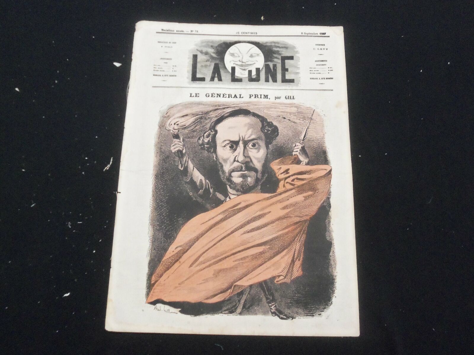 1867 SEPTEMBER 8 LA LUNE NEWSPAPER - LE GENERAL PRI, PAR GILL - FRENCH - FR 2884