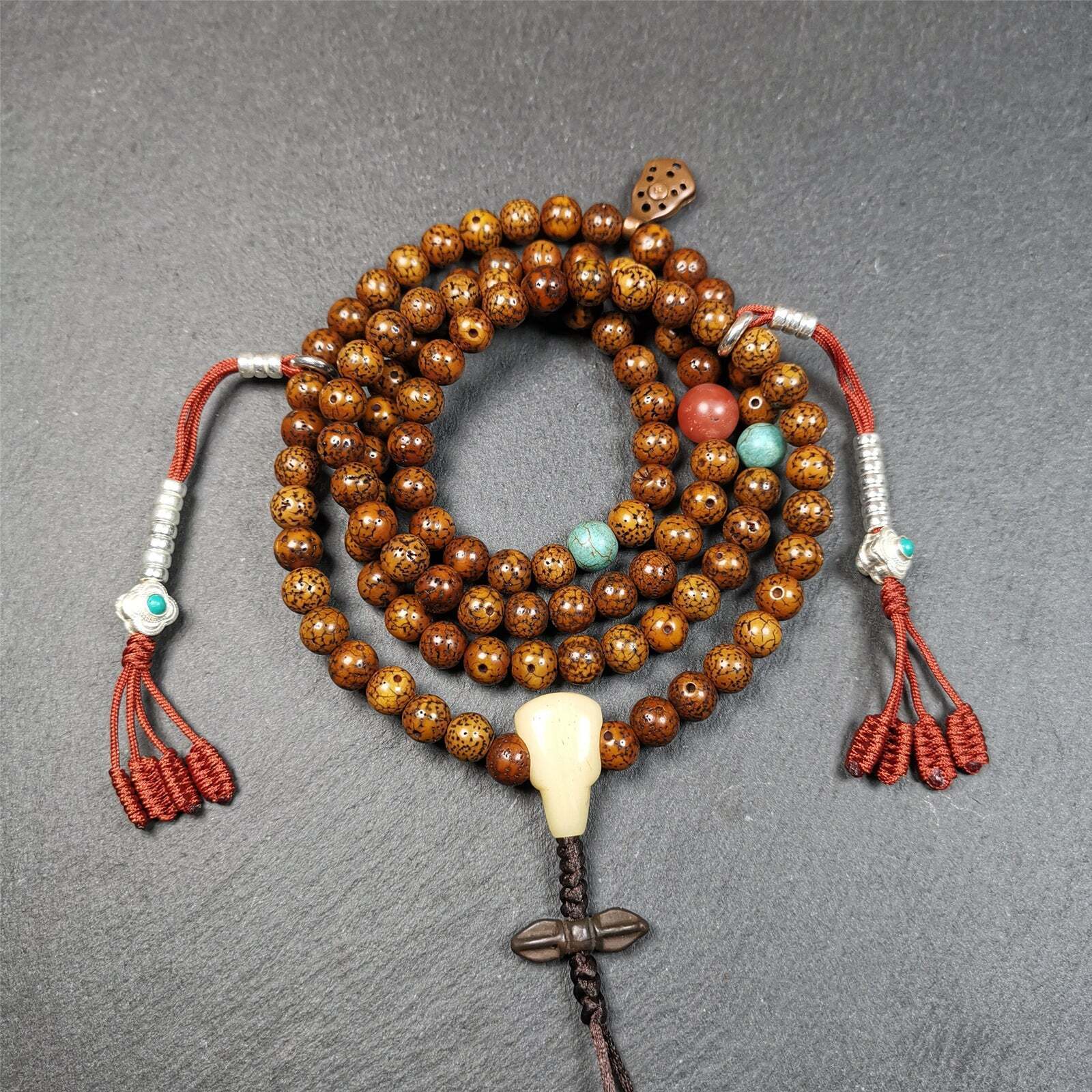Gandhanra Antique 108 Lotus Seed Bead Mala,Prayer Beads Necklace,0.28\