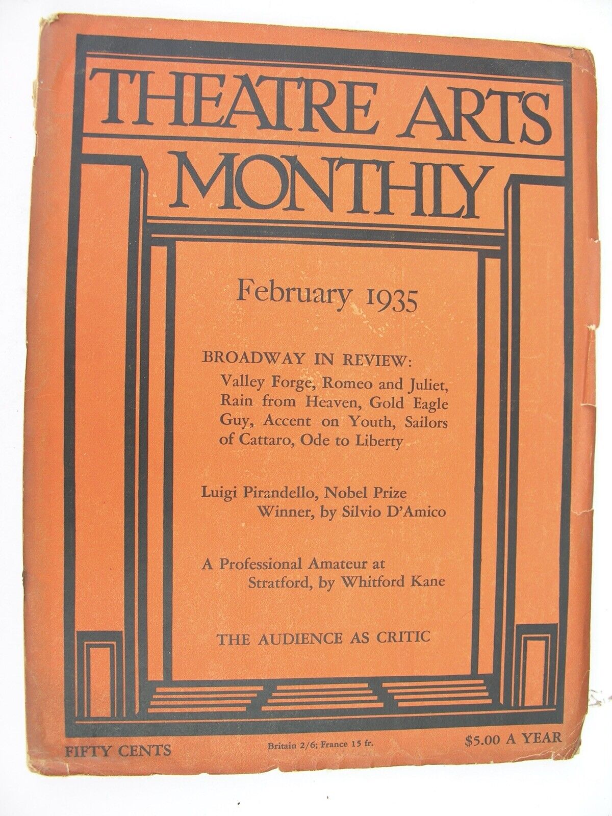 THEATRE ARTS MONTHLY Feb 1935 John Gielgud Hamlet Luigi Pirandello Folk Songs