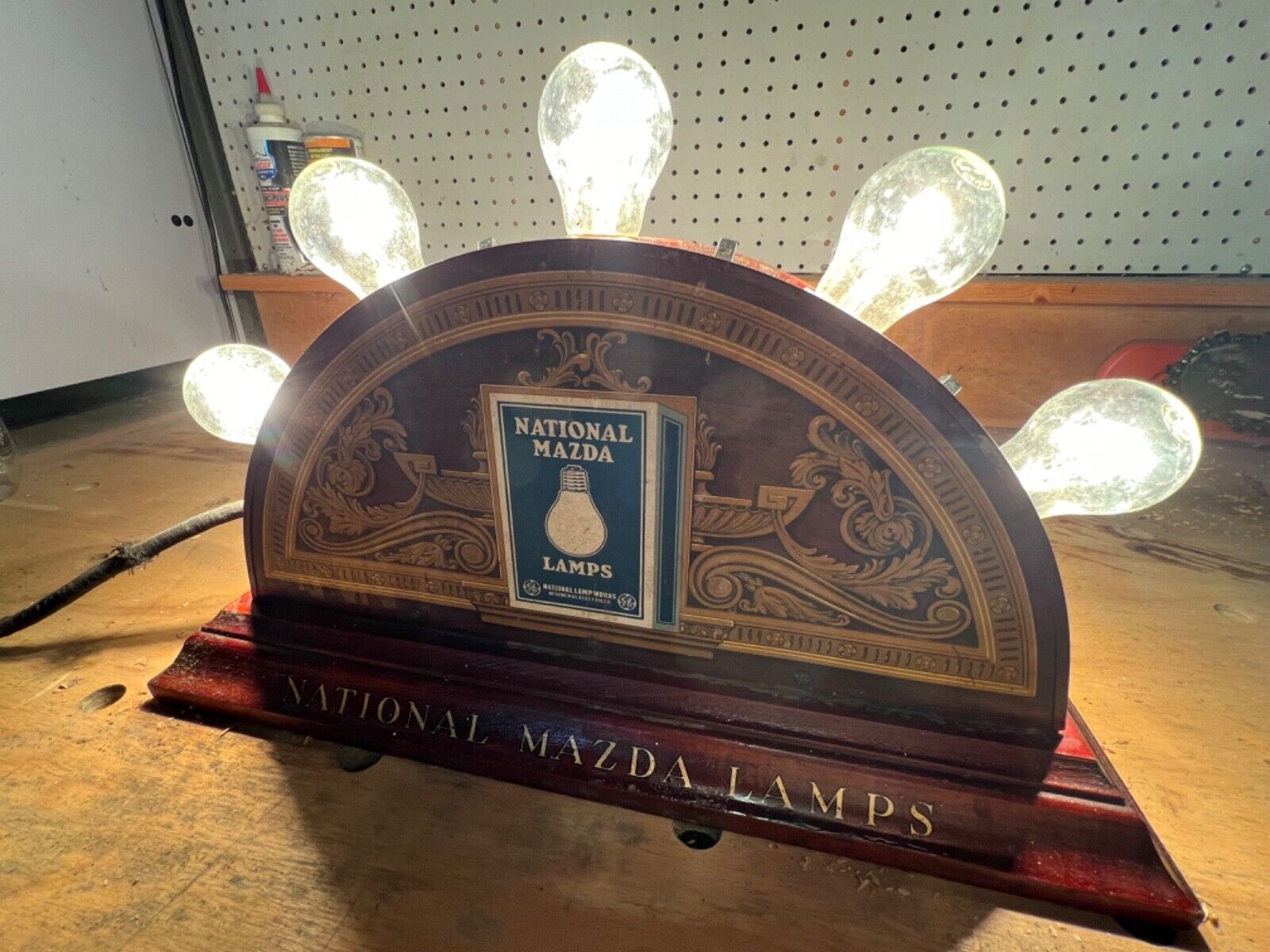 Vintage National Mazda Lamps Light Display GE Edison FULLY WORKING Antique 1920s