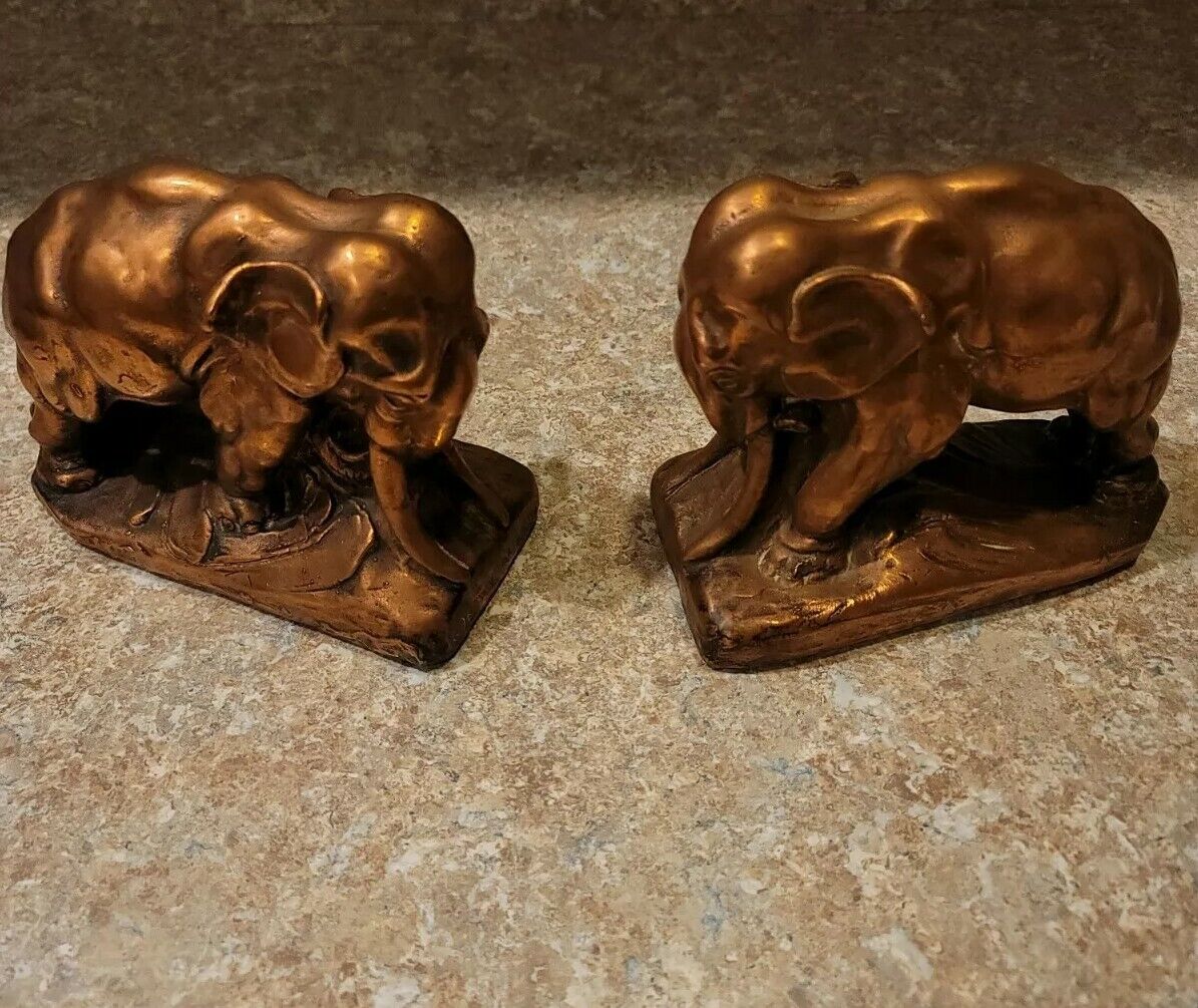 Pair of 20th Century Continental Bronze Elephant Bookends Exclusive Find