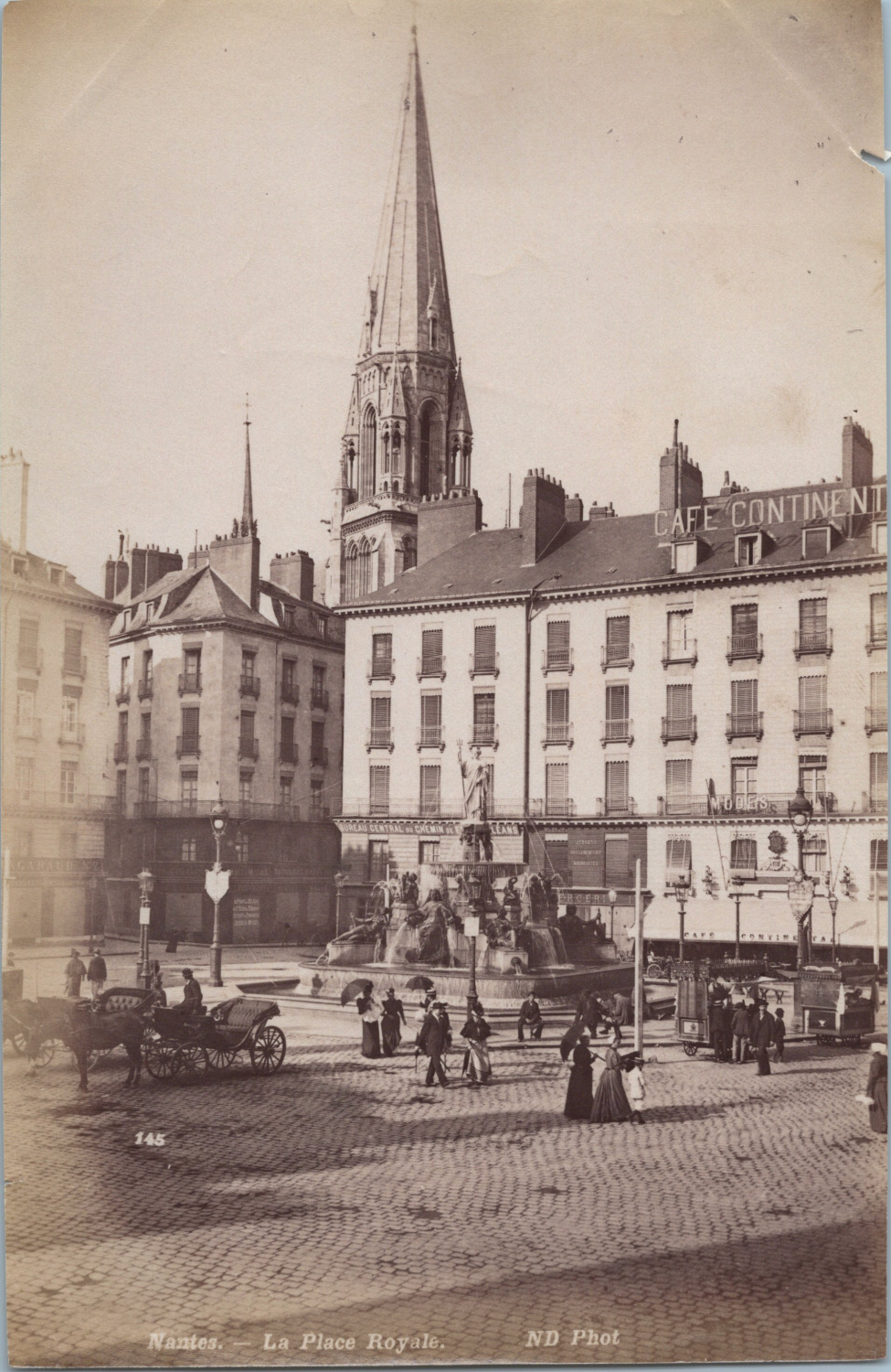 France, Nantes, Place Royale, vintage print, ca.1870 vintage print d& print