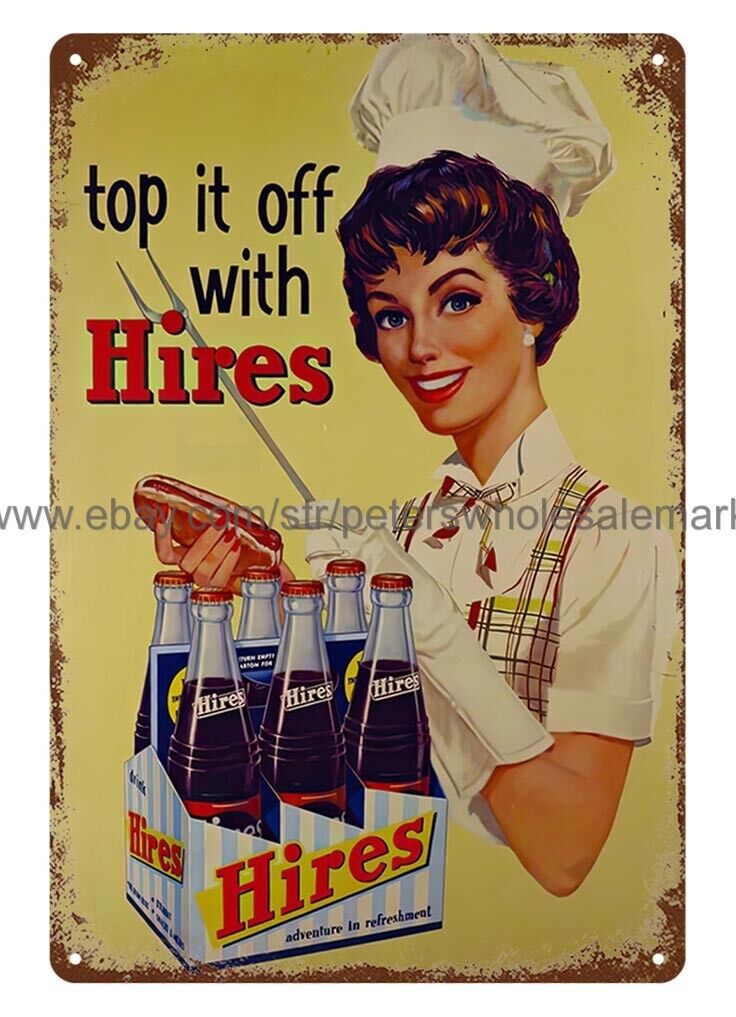 HIRES ROOT BEER barmaid metal tin sign living room wall home kitchen
