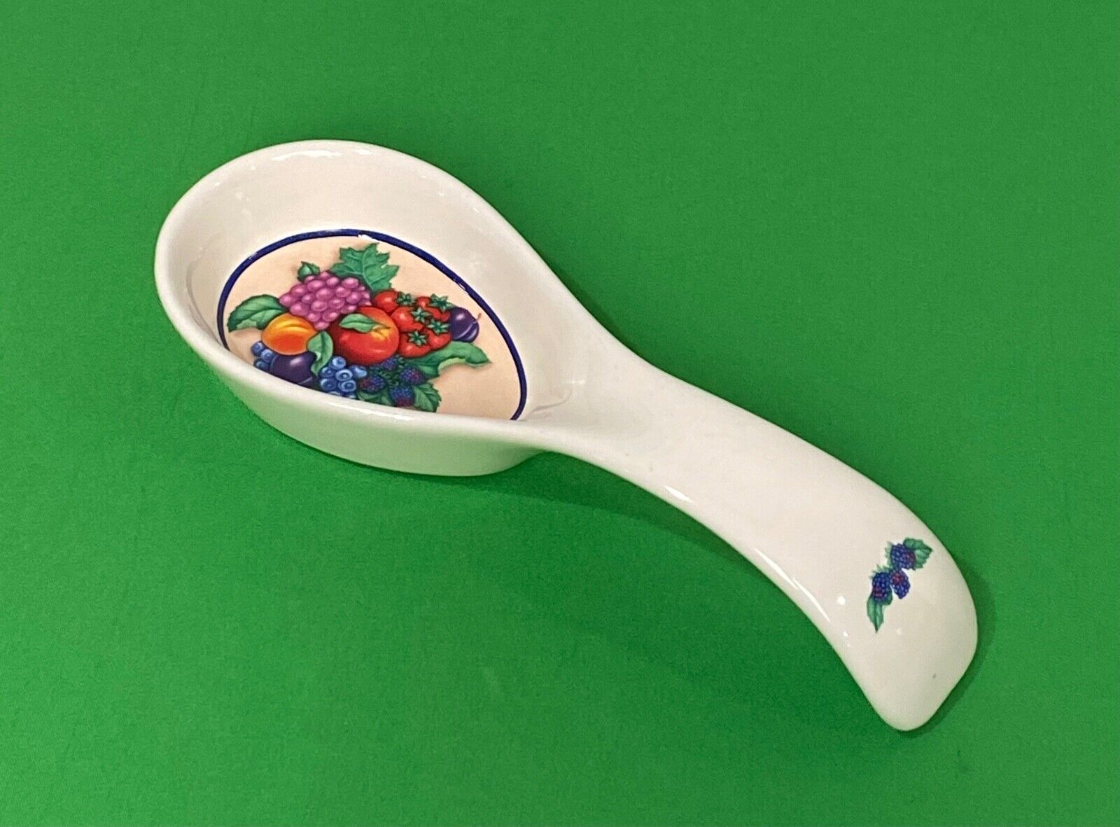 Vintage Eileen Rosenfeld Fruit Ceramic Country Kitchen 8in Spoon holder Dish