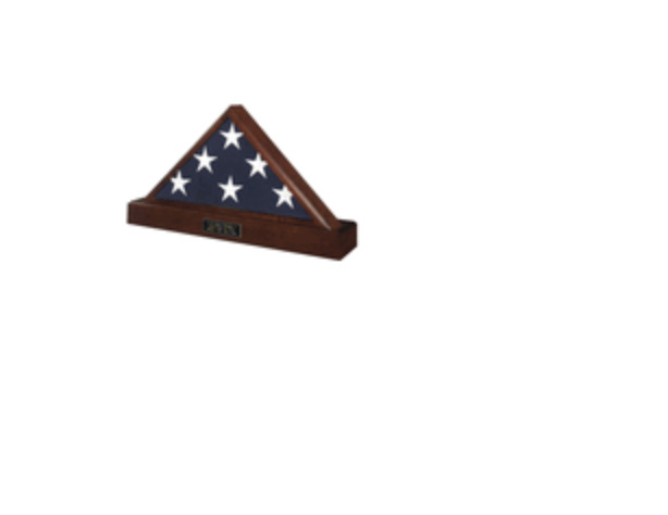 FUNERAL AMERICAN FLAG FRAME PEDESTAL MILITARY MEMORIAL FLAG SHADOW BOX WALNUT