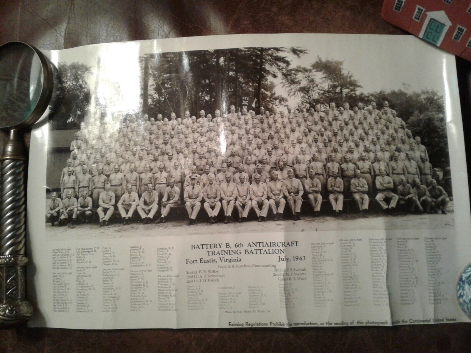 WWII 1943 Photo of Battery B, 6th Antiaircraft Battalion - ALL NAMES IN LISTING