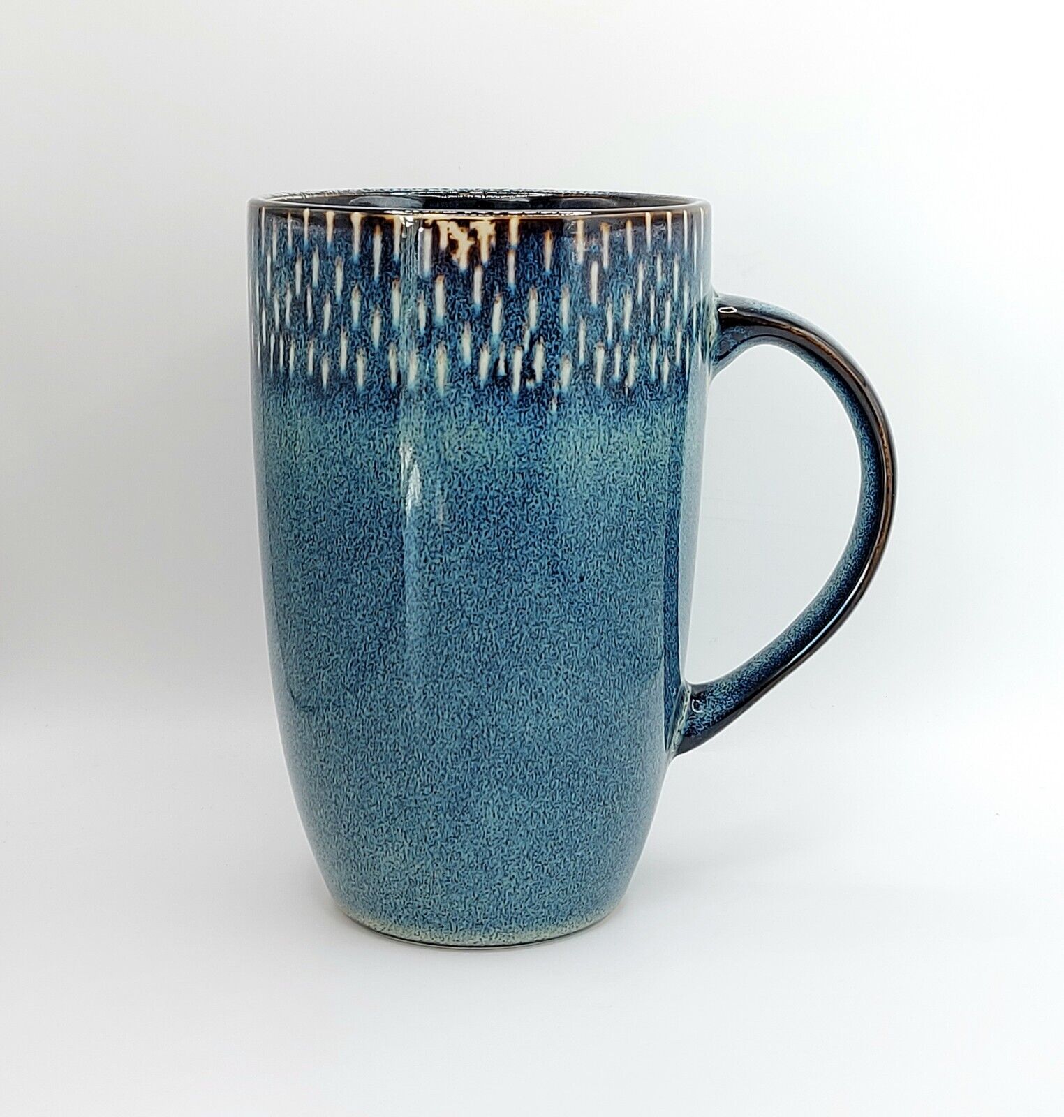 Artisanal Dark Blue Tall Coffee Mug Cup 22 Oz Ceramic Fire Glazed By Meritage 