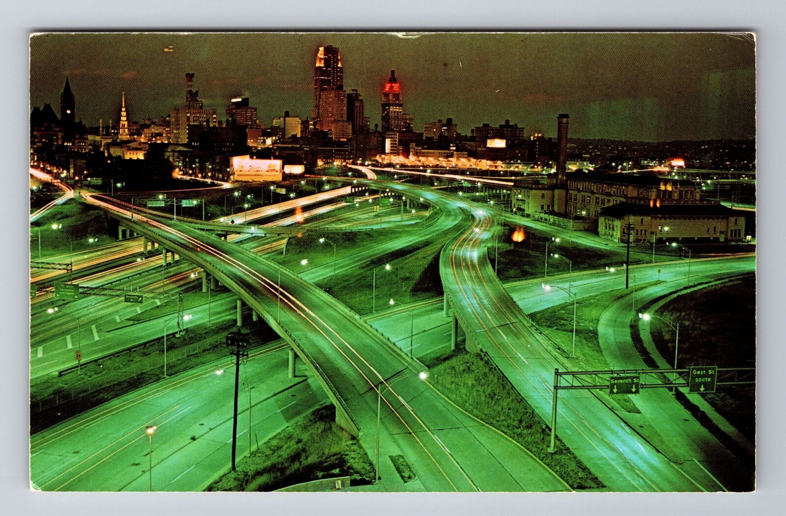 Cincinnati OH-Ohio, Expressway and Interchanges, Antique Vintage Postcard
