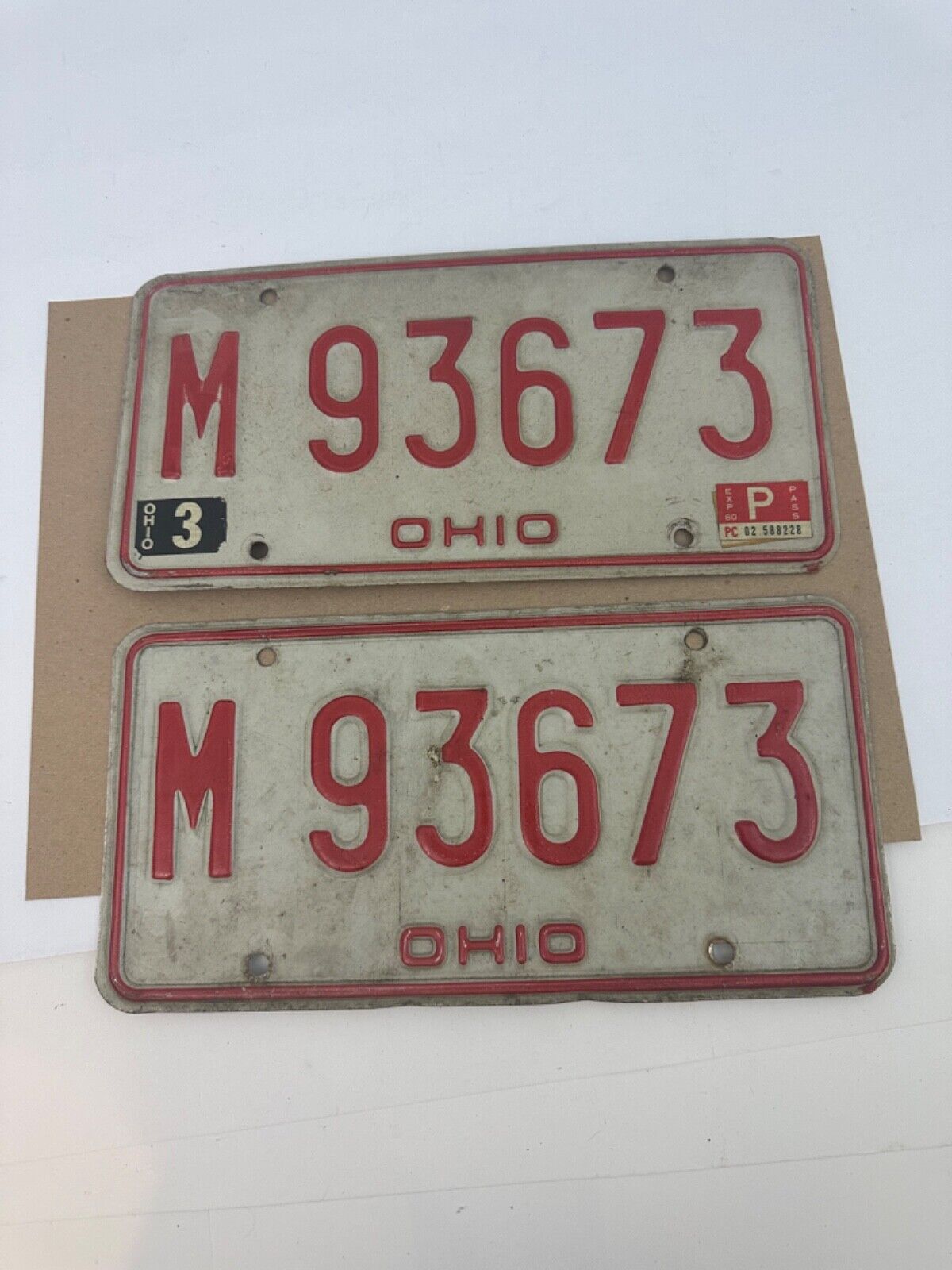 Ohio 1976-1979 License Plate Pair Set M 93673 Vintage Collector Classic Car
