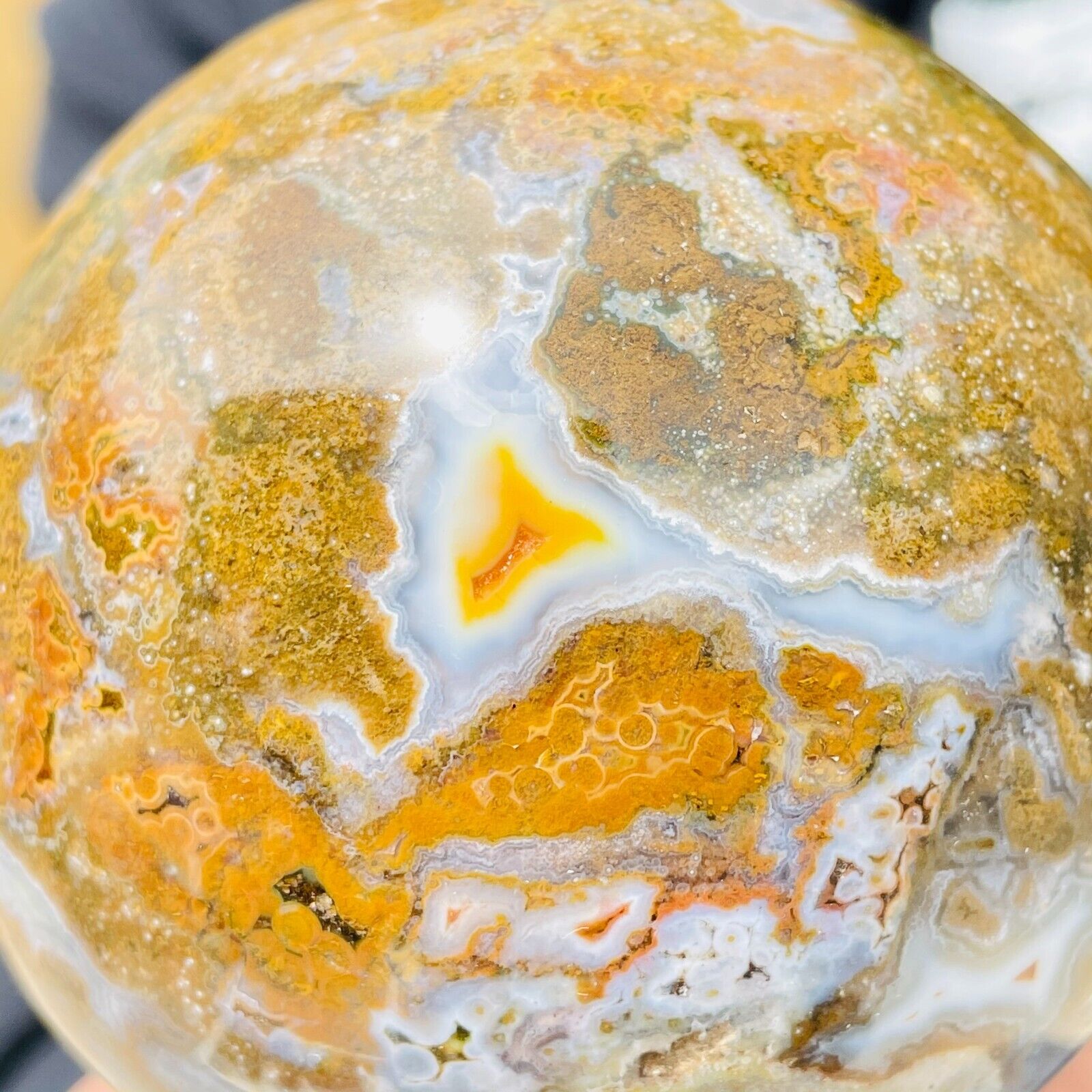 2.04lb Large Colorful Ocean Jasper Quartz Crystal Sphere Ball Geode Specimen