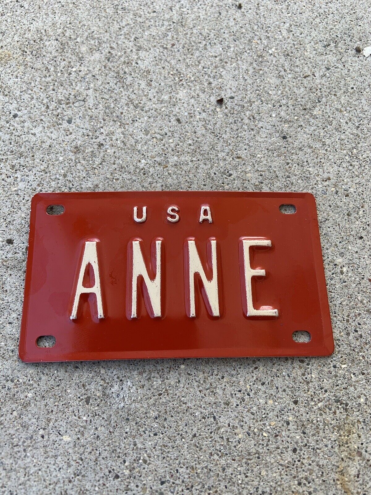 NOS Old School Personalized ANNE Bicycle License Plate-Schwinn,Mongoose-80’s USA