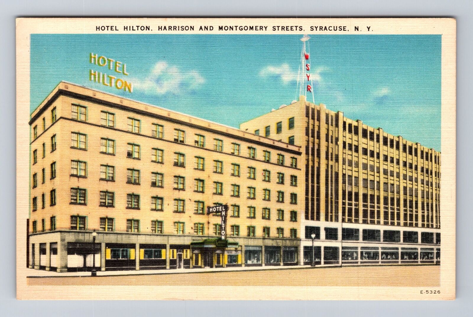 Syracuse NY-New York, Hotel Hilton, WSYR Tower, Advertising, Vintage Postcard