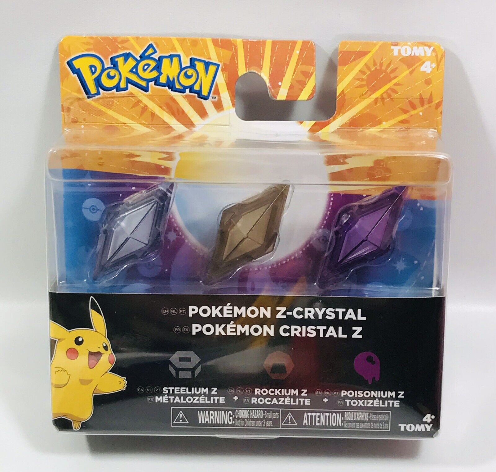 Pokemon Z Crystals Steelium Rockium Poisonium 3-Pack Tomy 2016 Toy For Z-ring