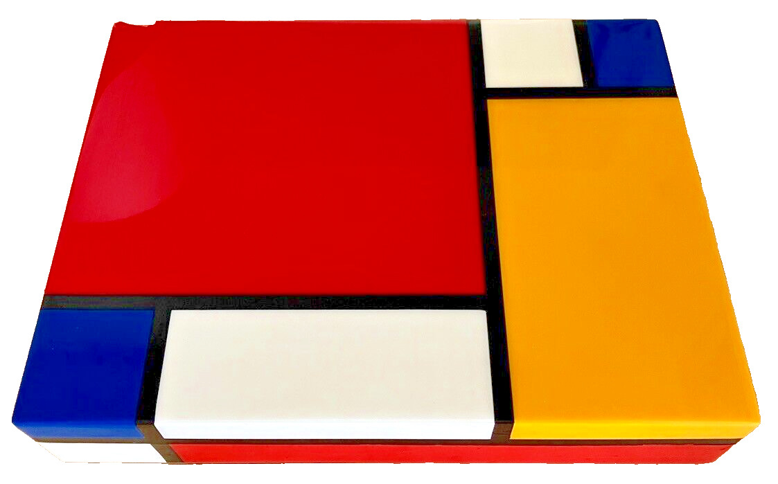 Mondrian Large Lacquer Box with Top Lined with Velvet Limited Edition MOMA
