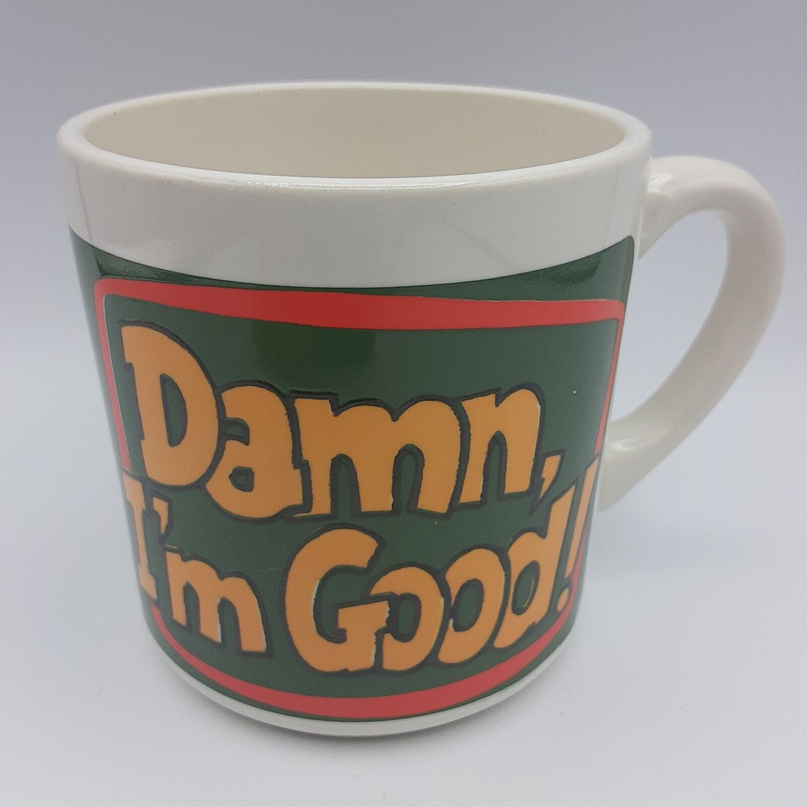 Vintage Damn I'm Good Coffee Mug Cup Green Yellow Orange Grant-Howard Very Rare