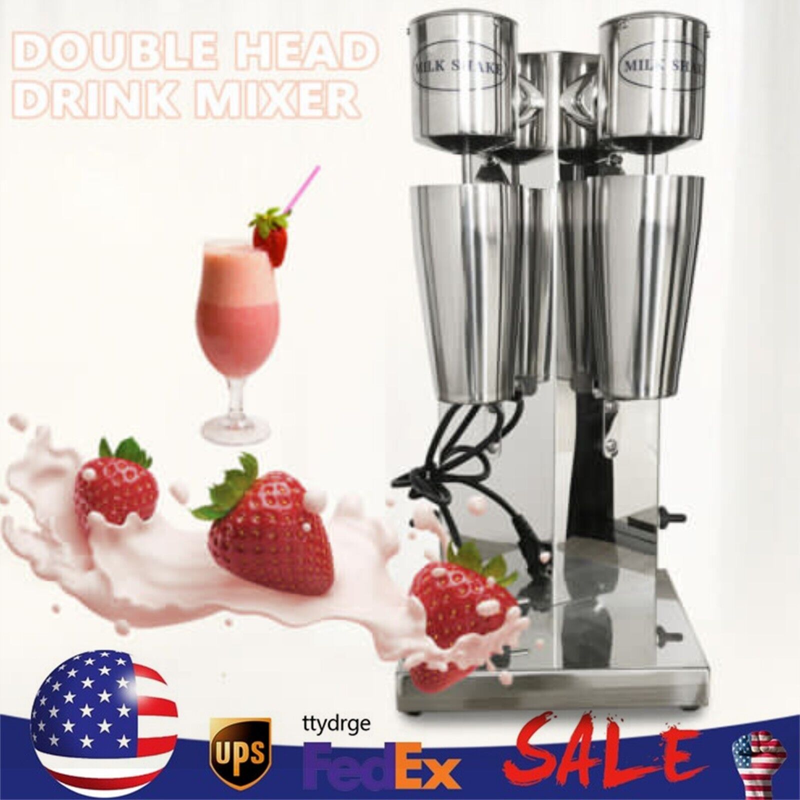 360W Commercial Stainless Steel Milk Shake Machine Double Head Blender Mixer