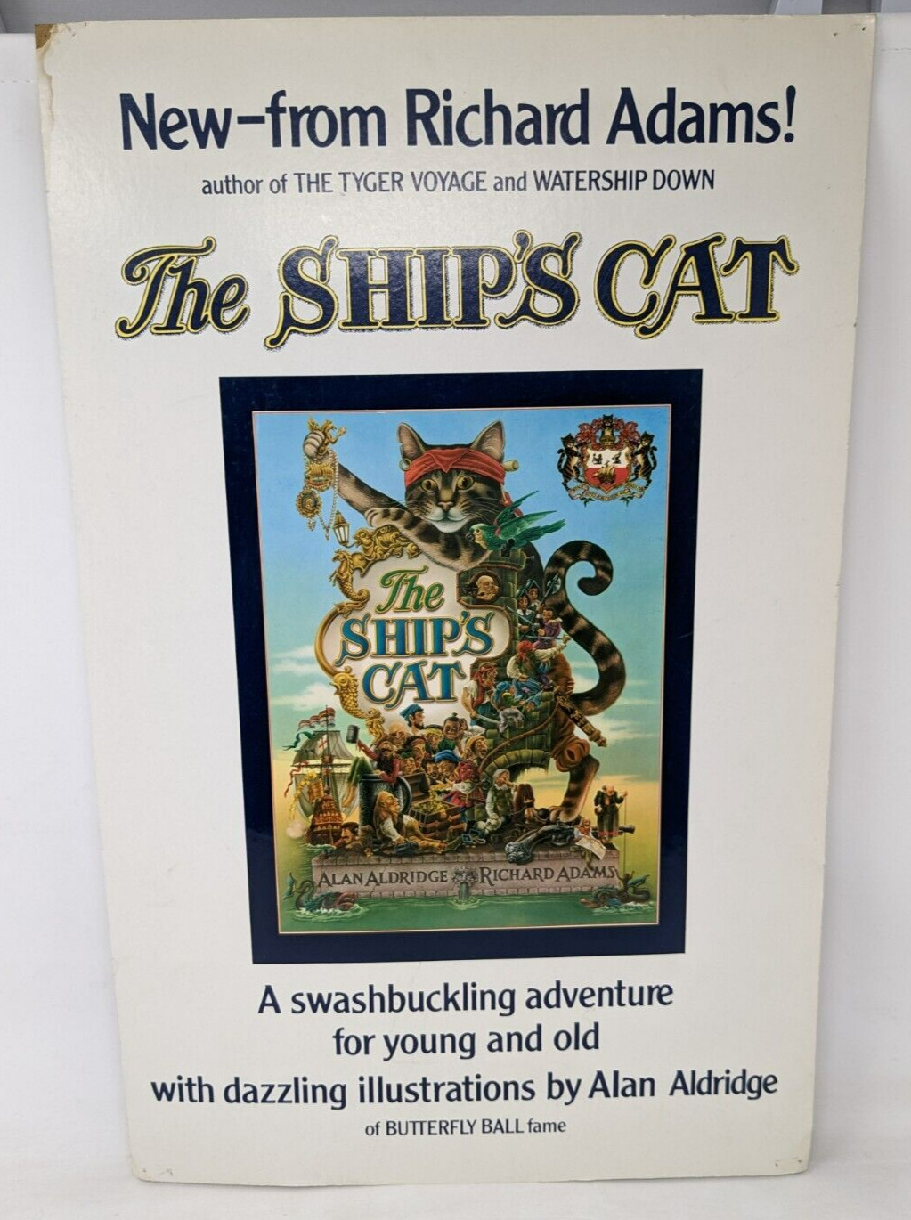 Richard Adams The Ship\'s Cat Watership Down Book Store Display Sign Standee VTG