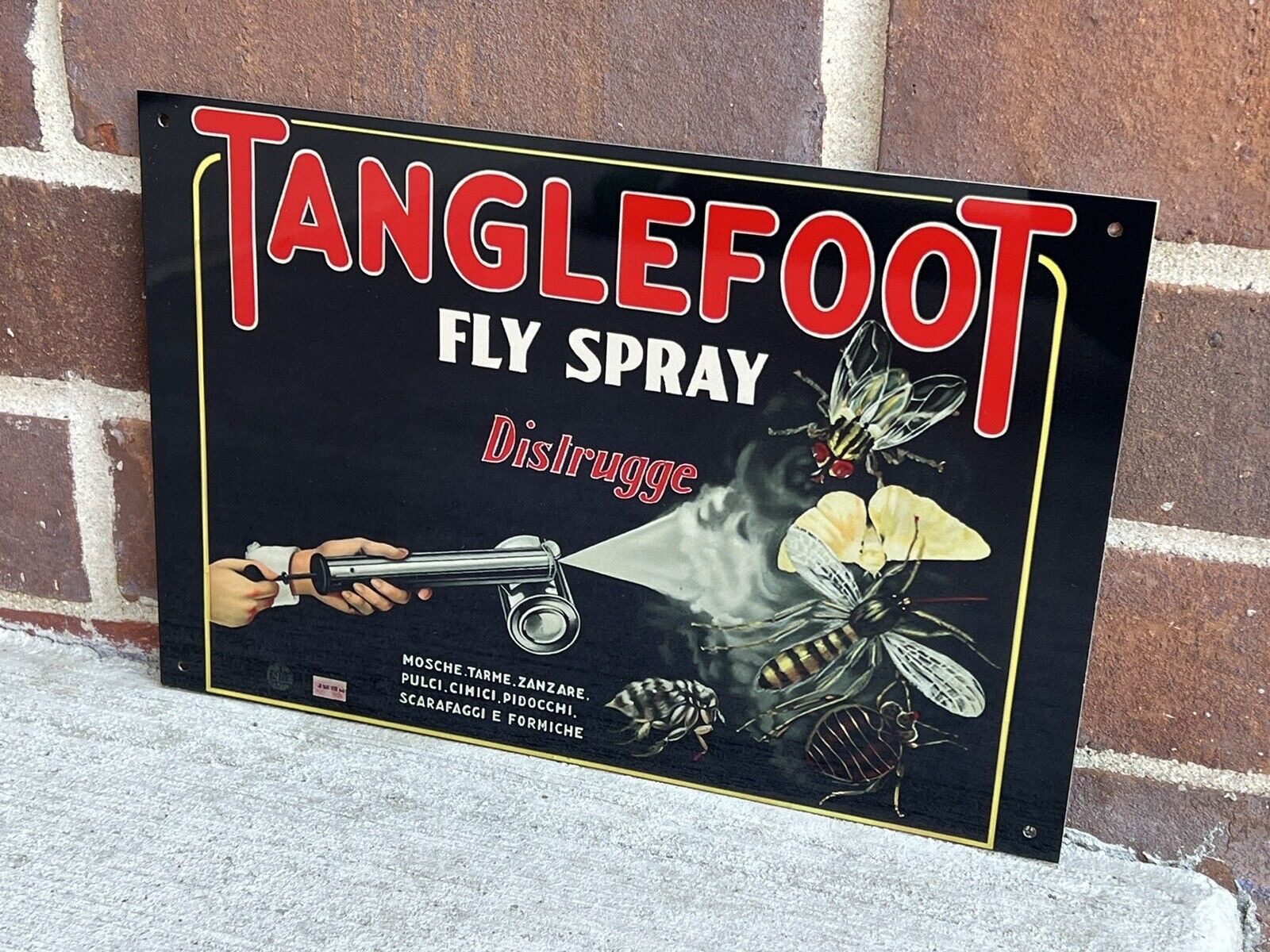 Tanglefoot Flypaper Hi Gloss Aluminum Vintage Style sign