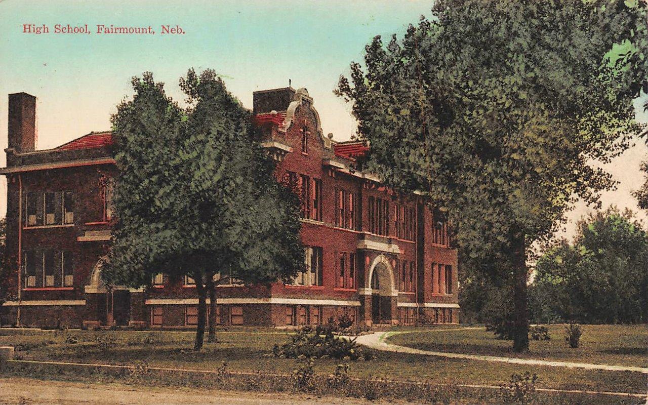 FAIRMOUNT, NE  Nebraska        HIGH SCHOOL        c1910's Handcolored Postcard