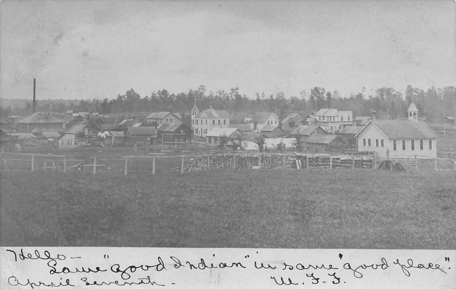 RPPC Sagola Michigan Bird's Eye Town View 1906 UDB Real Photo Postcard