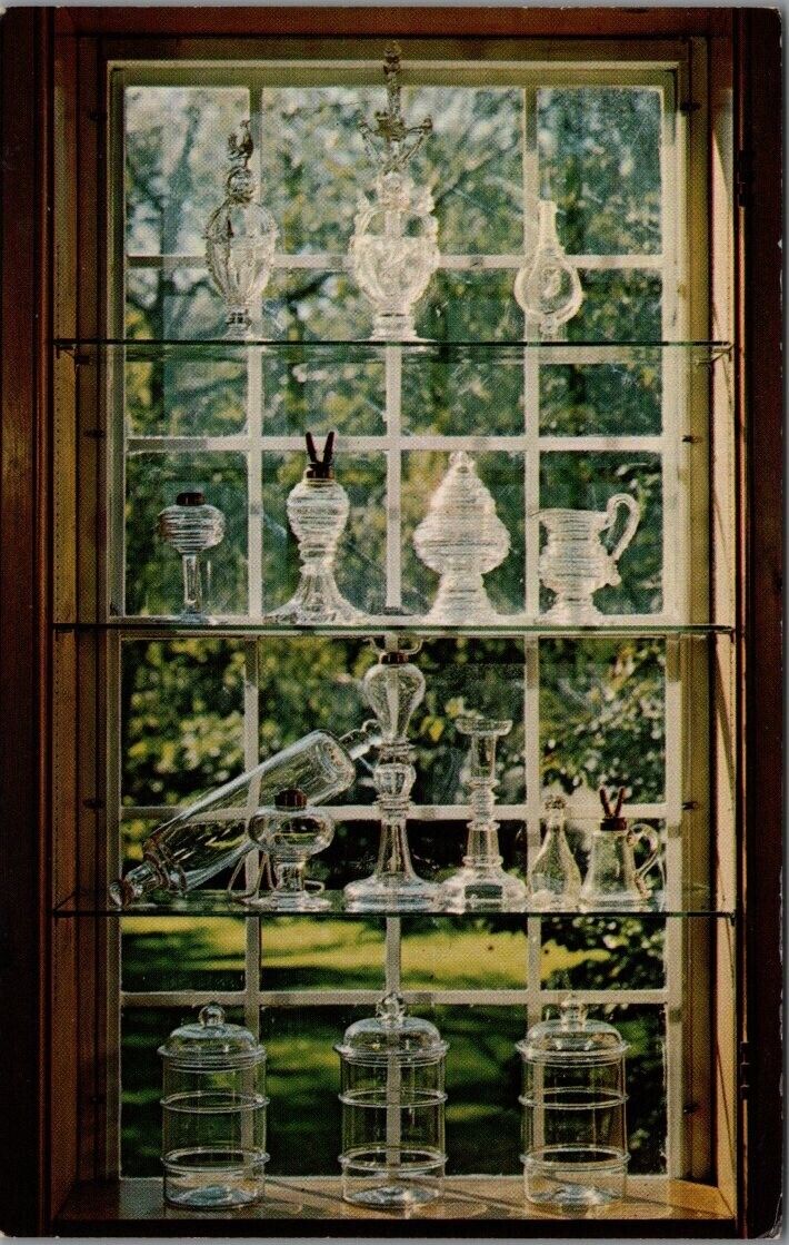 Clear Pressed Glass in Window 1800s Boston MA Cape Cod Sandwich Glass Co Museum
