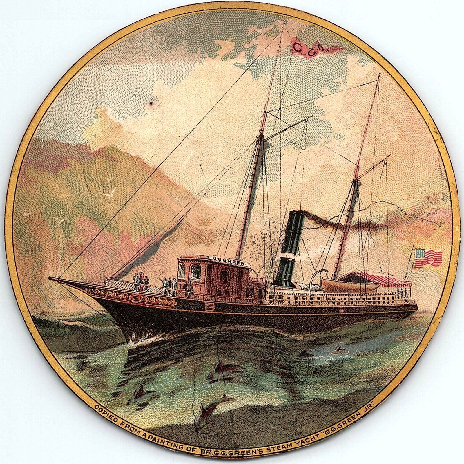 1880s DR G.G. GREEN\'S STEAM YACHT ROUND AD TRADE CARD 40-190
