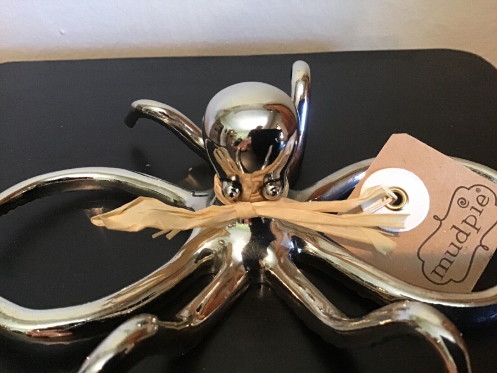 Hard-to-Find MUD PIE Shiny Metal OCTOPUS Art Sculpture Paperweight with Hang Tag