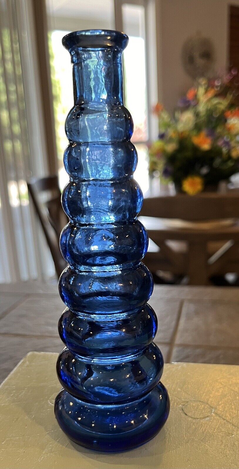 Vintage Colbalt Blue Bubble Bud Vas